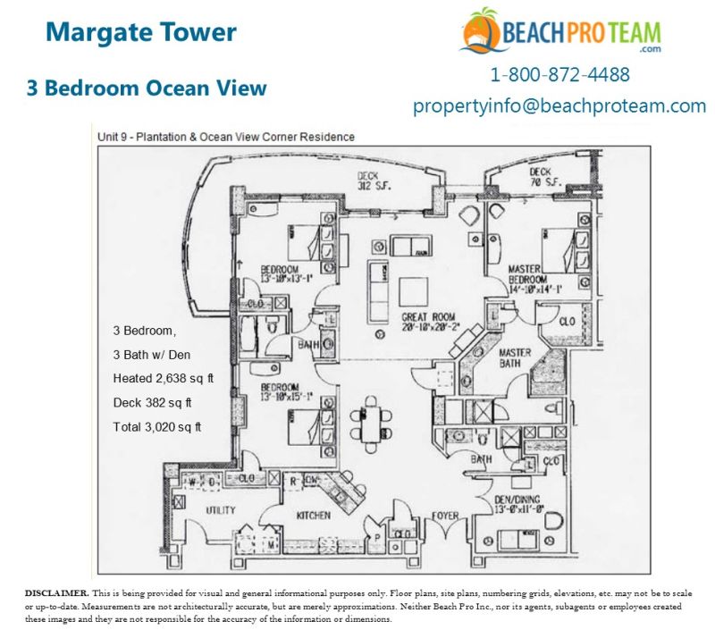 Margate Tower Floor Plan 9 - 3 Bedroom Plantation & Ocean View Corner